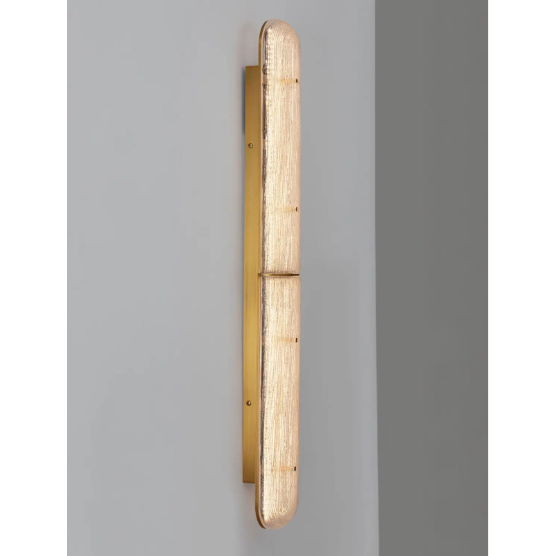 Kinkiet szklany modern Loren LED 80cm szkło strukturalne / antyczny mosiądz