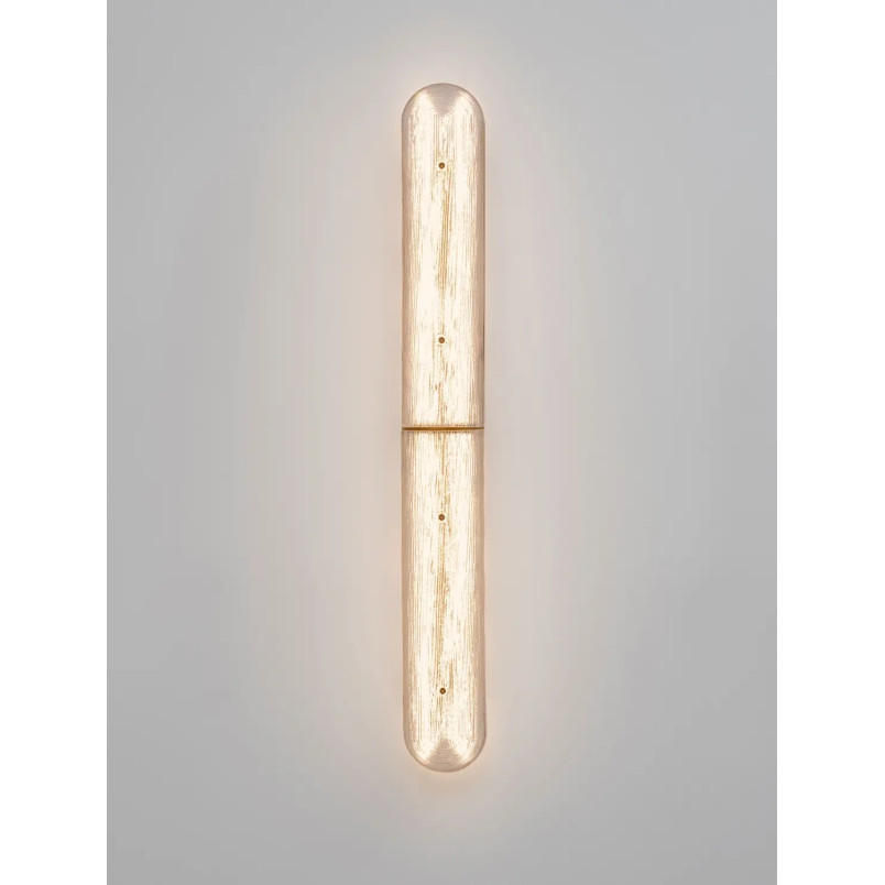 Kinkiet szklany modern Loren LED 80cm szkło strukturalne / antyczny mosiądz