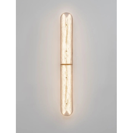 Kinkiet szklany modern Loren LED 80cm szkło strukturalne / antyczny mosiądz