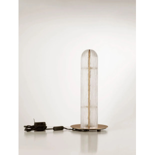 Lampa stołowa szklana modern Loren LED 21,5cm szkło strukturalne / antyczny mosiądz