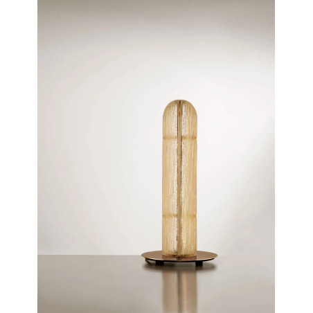 Lampa stołowa szklana modern Loren LED 21,5cm szkło strukturalne / antyczny mosiądz