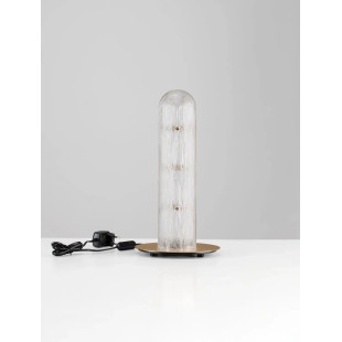 Lampa stołowa szklana modern Loren LED 21,5cm szkło strukturalne / antyczny mosiądz