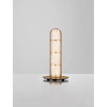 Lampa stołowa szklana modern Loren LED 21,5cm szkło strukturalne / antyczny mosiądz