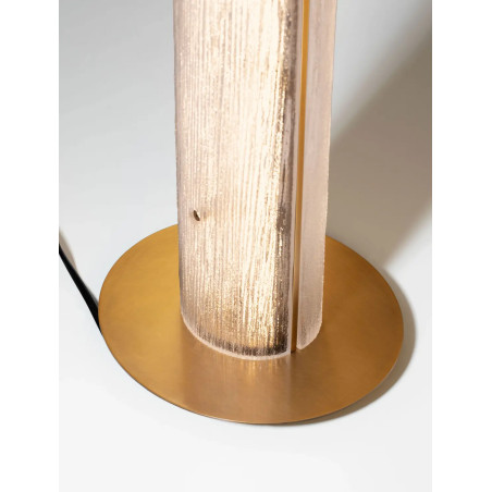 Lampa stołowa szklana modern Loren LED 21,5cm szkło strukturalne / antyczny mosiądz