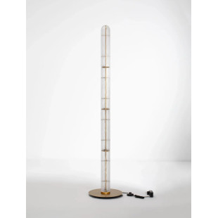 Lampa podłogowa szklana modern Loren LED 165,5cm szkło strukturalne / antyczny mosiądz