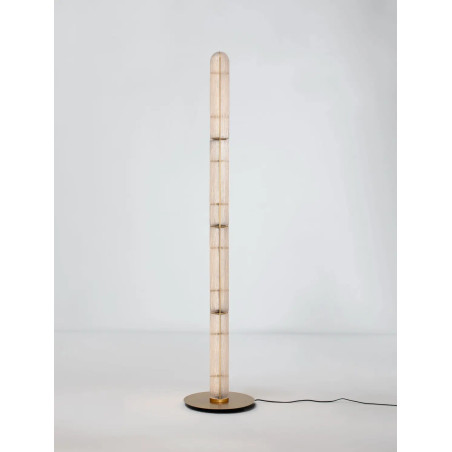 Lampa podłogowa szklana modern Loren LED 165,5cm szkło strukturalne / antyczny mosiądz