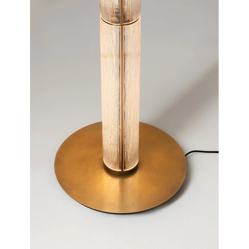 Lampa podłogowa szklana modern Loren LED 165,5cm szkło strukturalne / antyczny mosiądz