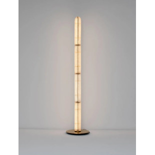 Lampa podłogowa szklana modern Loren LED 165,5cm szkło strukturalne / antyczny mosiądz