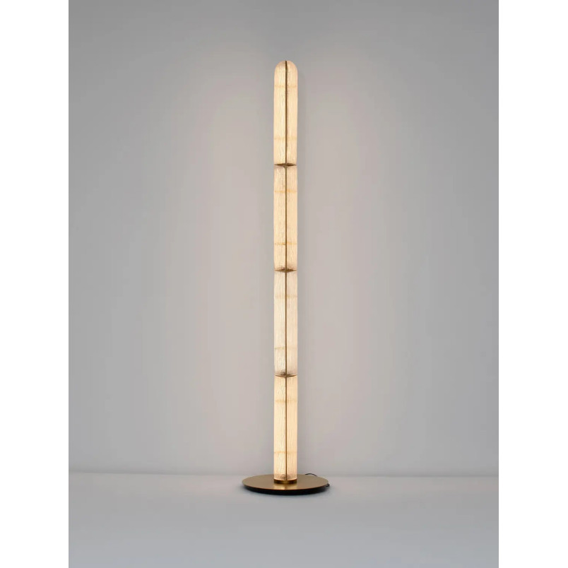 Lampa podłogowa szklana modern Loren LED 165,5cm szkło strukturalne / antyczny mosiądz