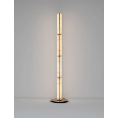Lampa podłogowa szklana modern Loren LED 165,5cm szkło strukturalne / antyczny mosiądz