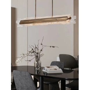 Lampa wisząca podłużna Lorea LED 3000K 128cm antyczny mosiądz / szkło dekoracyjne