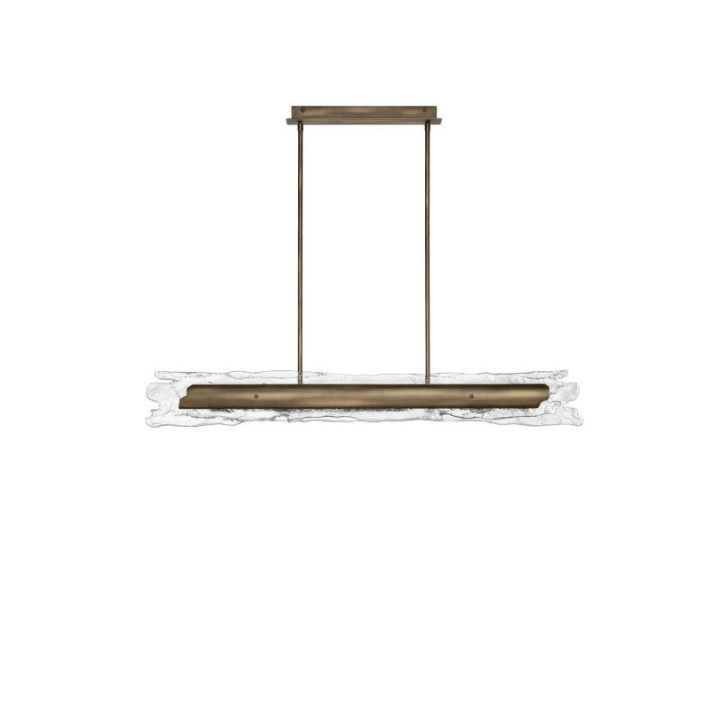 Lampa wisząca podłużna Lorea LED 3000K 128cm antyczny mosiądz / szkło dekoracyjne