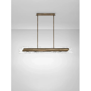 Lampa wisząca podłużna Lorea LED 3000K 128cm antyczny mosiądz / szkło dekoracyjne