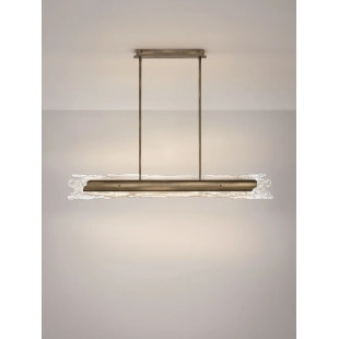 Lampa wisząca podłużna Lorea LED 3000K 128cm antyczny mosiądz / szkło dekoracyjne