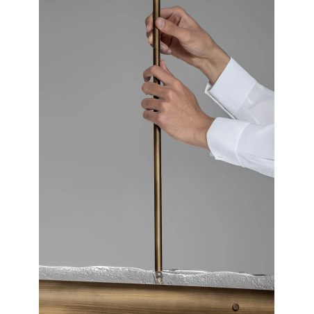 Lampa wisząca podłużna Lorea LED 3000K 128cm antyczny mosiądz / szkło dekoracyjne