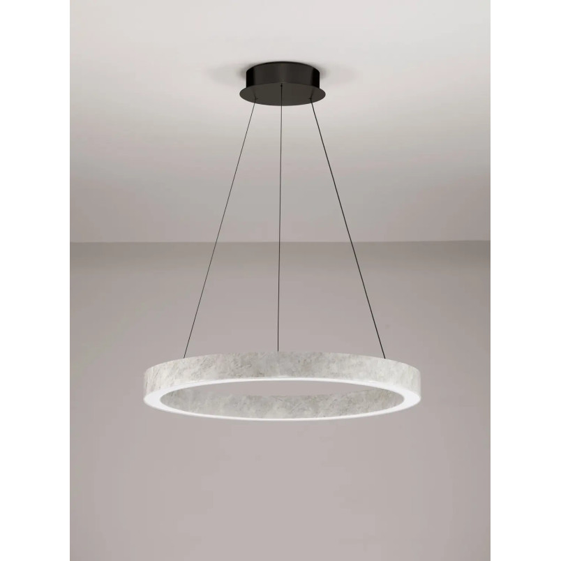 Lampa wisząca marmurowa okrągła Finu LED 3000K 65,5cm szara