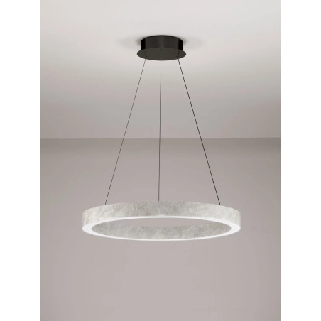 Lampa wisząca marmurowa okrągła Finu LED 3000K 65,5cm szara