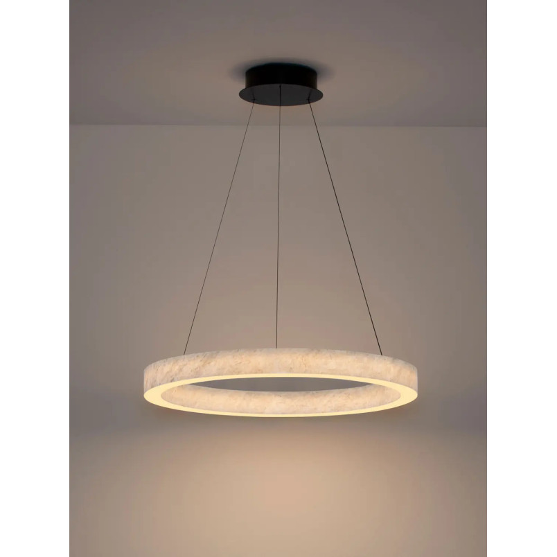 Lampa wisząca marmurowa okrągła Finu LED 3000K 65,5cm szara