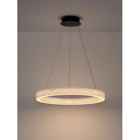 Lampa wisząca marmurowa okrągła Finu LED 3000K 65,5cm szara