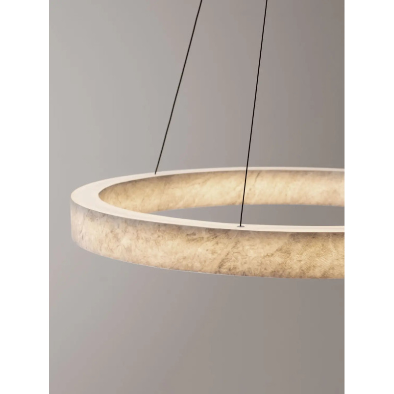 Lampa wisząca marmurowa okrągła Finu LED 3000K 65,5cm szara