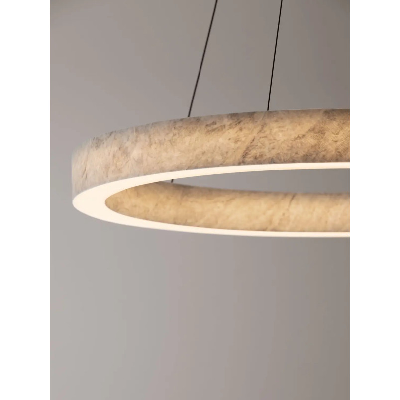 Lampa wisząca marmurowa okrągła Finu LED 3000K 65,5cm szara