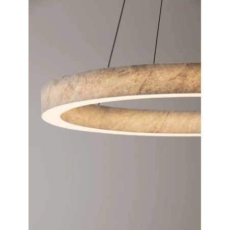 Lampa wisząca marmurowa okrągła Finu LED 3000K 65,5cm szara