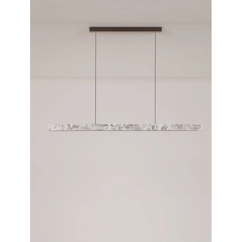 Lampa wisząca marmurowa podłużna Finu LED 3000K 121cm szara