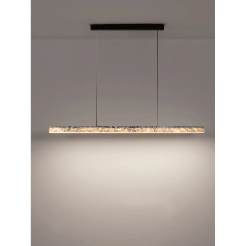Lampa wisząca marmurowa podłużna Finu LED 3000K 121cm szara