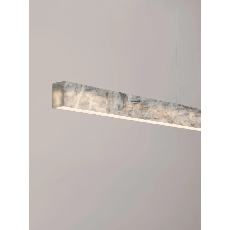 Lampa wisząca marmurowa podłużna Finu LED 3000K 121cm szara