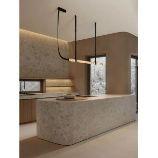 Lampa wisząca marmurowa podłużna Finu LED 3000K 125,5cm szary / czarny