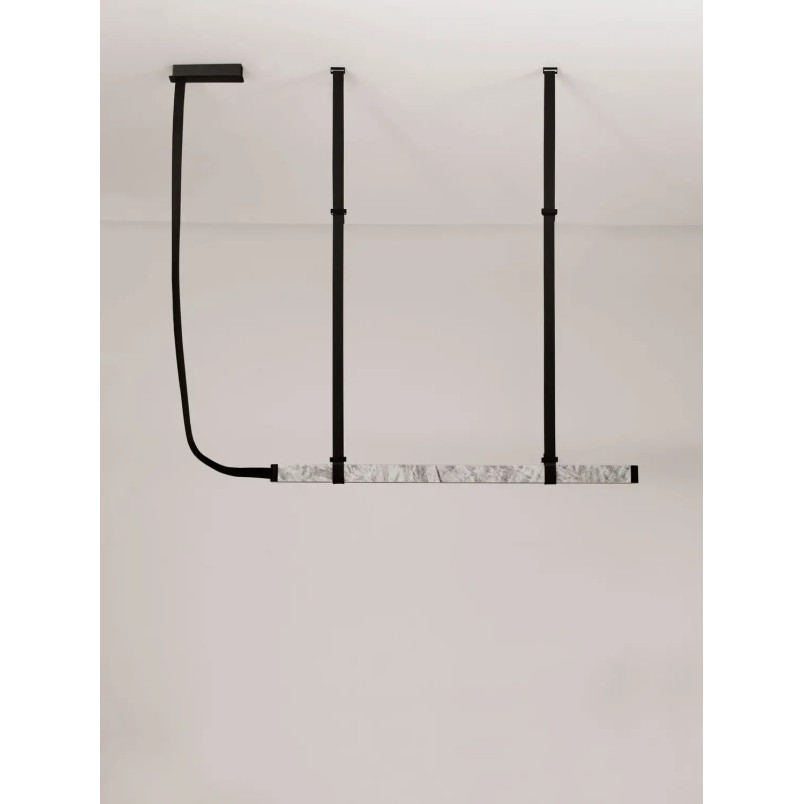 Lampa wisząca marmurowa podłużna Finu LED 3000K 125,5cm szary / czarny