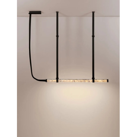 Lampa wisząca marmurowa podłużna Finu LED 3000K 125,5cm szary / czarny