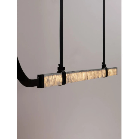 Lampa wisząca marmurowa podłużna Finu LED 3000K 125,5cm szary / czarny