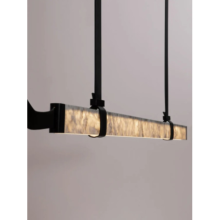 Lampa wisząca marmurowa podłużna Finu LED 3000K 125,5cm szary / czarny