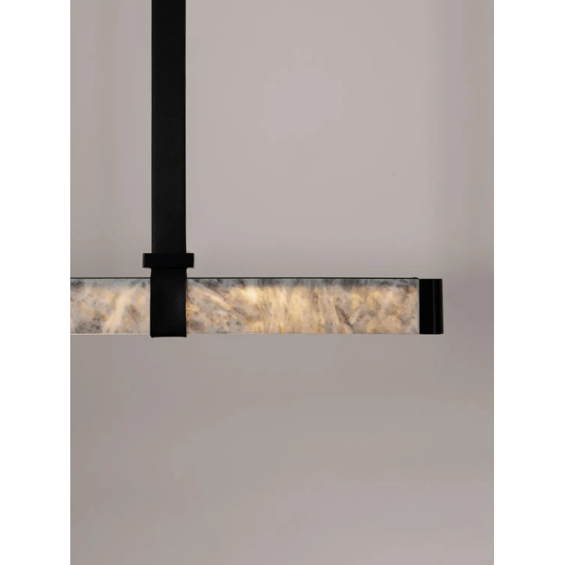Lampa wisząca marmurowa podłużna Finu LED 3000K 125,5cm szary / czarny