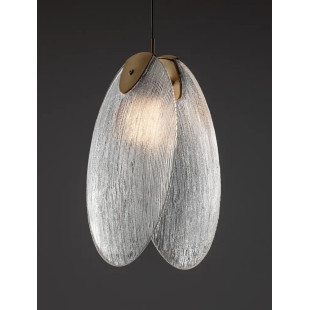 Lampa wisząca szklana Helis LED 3000K 21cm szkło strukturalne / antyczny mosiądz