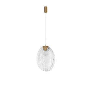 Lampa wisząca szklana Helis LED 3000K 21cm szkło strukturalne / antyczny mosiądz