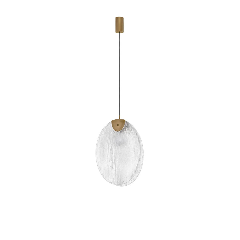 Lampa wisząca szklana Helis LED 3000K 21cm szkło strukturalne / antyczny mosiądz