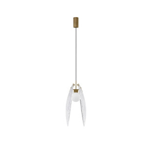 Lampa wisząca szklana Helis LED 3000K 21cm szkło strukturalne / antyczny mosiądz
