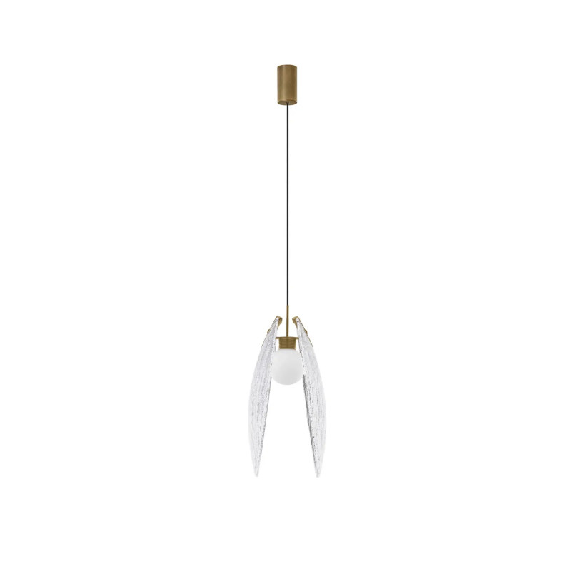 Lampa wisząca szklana Helis LED 3000K 21cm szkło strukturalne / antyczny mosiądz