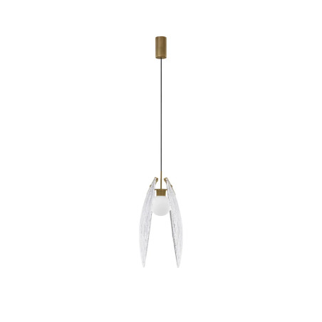 Lampa wisząca szklana Helis LED 3000K 21cm szkło strukturalne / antyczny mosiądz