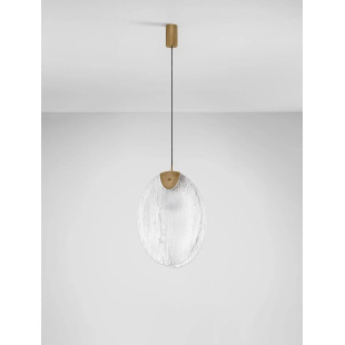 Lampa wisząca szklana Helis LED 3000K 21cm szkło strukturalne / antyczny mosiądz