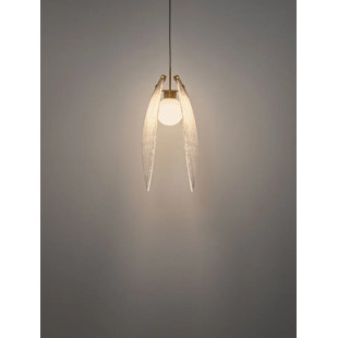 Lampa wisząca szklana Helis LED 3000K 21cm szkło strukturalne / antyczny mosiądz