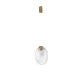 Lampa wisząca szklana Helis LED 3000K 14cm szkło strukturalne / antyczny mosiądz