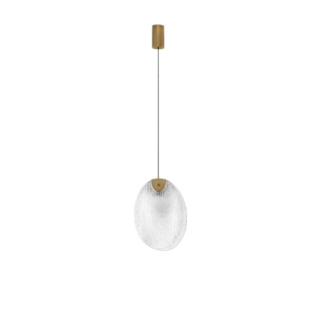 Lampa wisząca szklana Helis LED 3000K 14cm szkło strukturalne / antyczny mosiądz