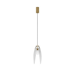 Lampa wisząca szklana Helis LED 3000K 14cm szkło strukturalne / antyczny mosiądz