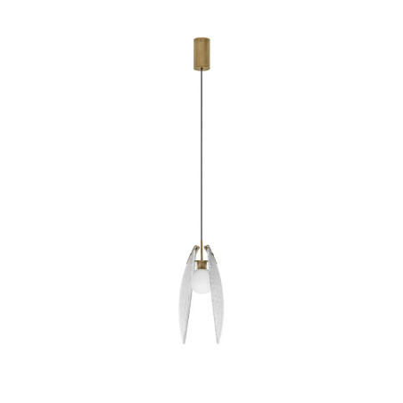 Lampa wisząca szklana Helis LED 3000K 14cm szkło strukturalne / antyczny mosiądz