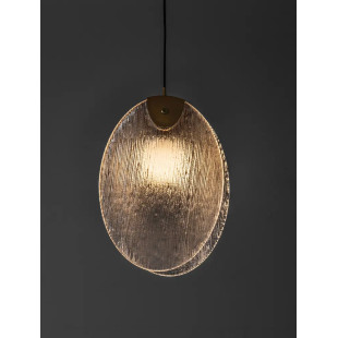 Lampa wisząca szklana Helis LED 3000K 14cm szkło strukturalne / antyczny mosiądz
