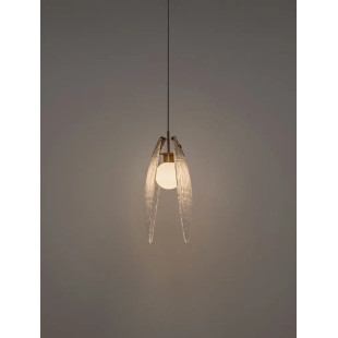 Lampa wisząca szklana Helis LED 3000K 14cm szkło strukturalne / antyczny mosiądz
