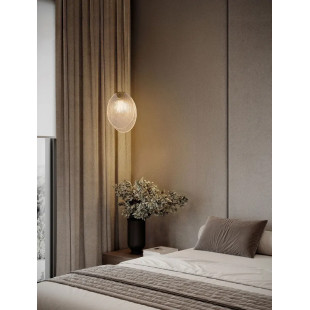Lampa wisząca szklana Helis LED 3000K 11cm szkło strukturalne / antyczny mosiądz